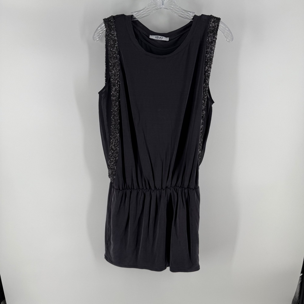 LIU JO JEANS‎ Black Sleeveless Embellished Sequin Waist Dress Size S